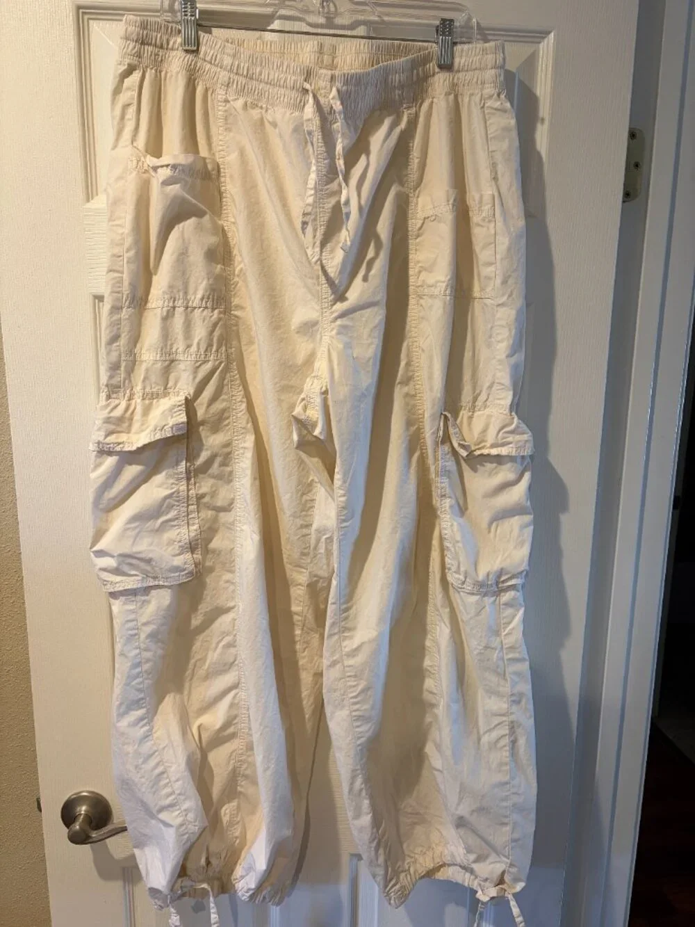Aerie XL Oversized Womens Ivory Drawstring High Waisted Go For It Baggy Pull On - Picture 7 of 8